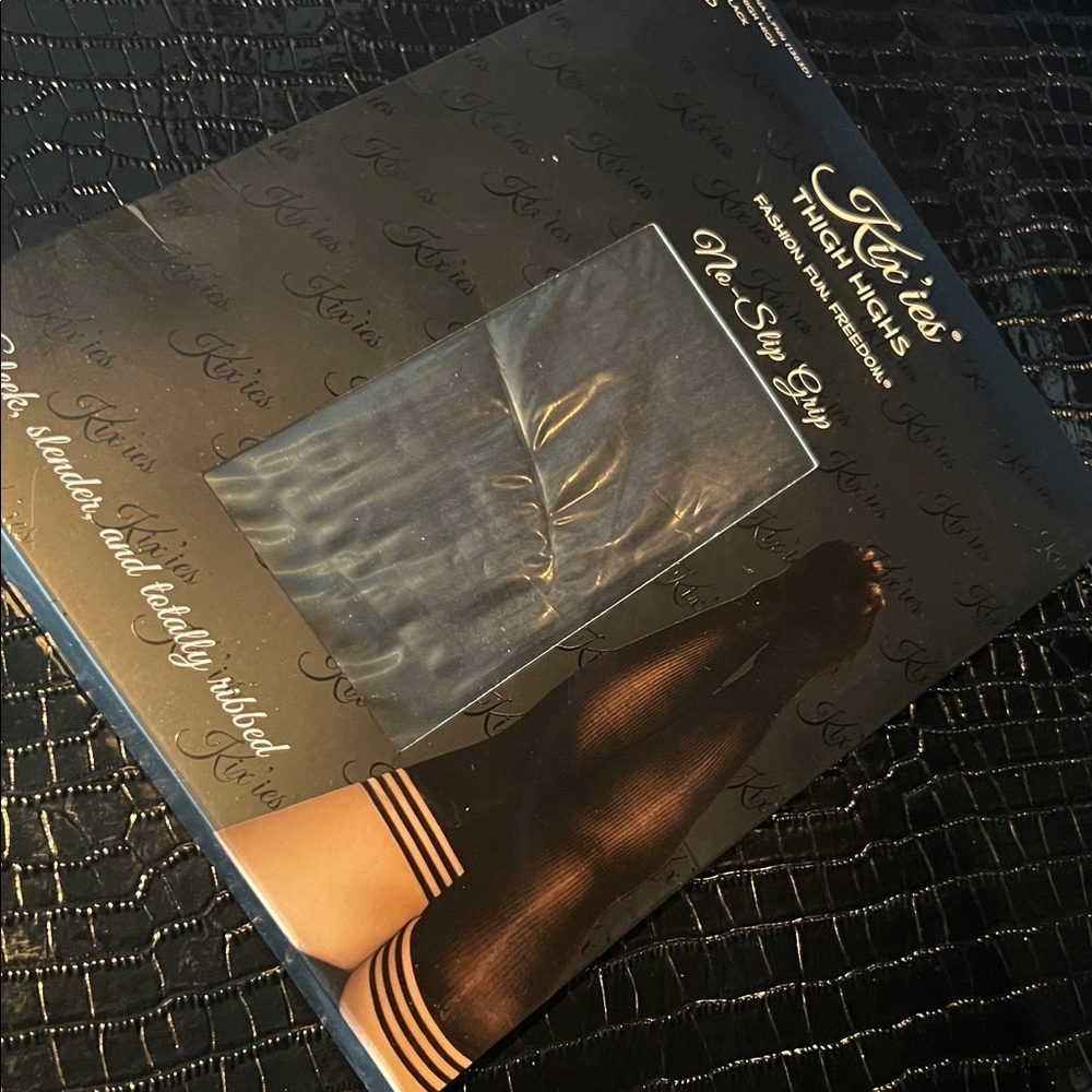 KIX’IES Black Sheer Luxe Thigh Highs - Rare Boutique Size D 💎